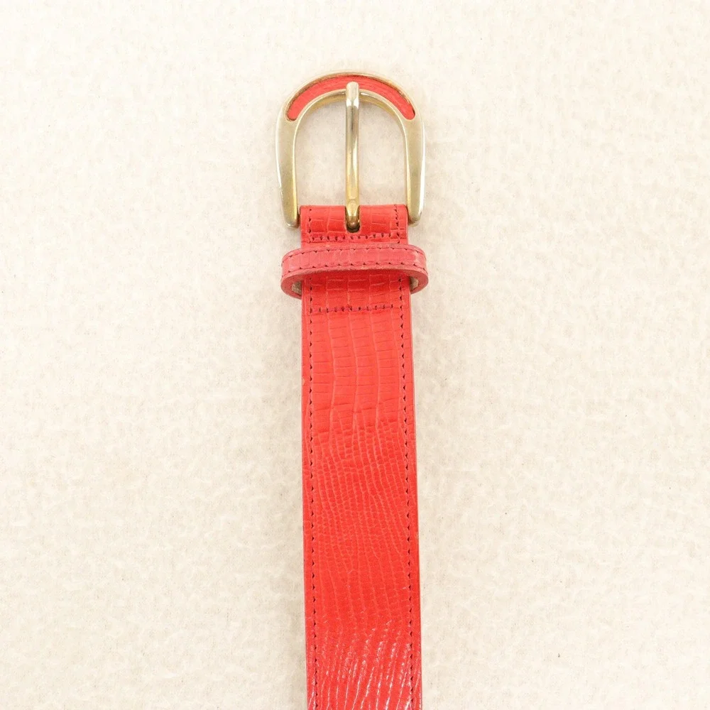 Vintage Harken Belt Lizard Embossed Red Leather USA Women S